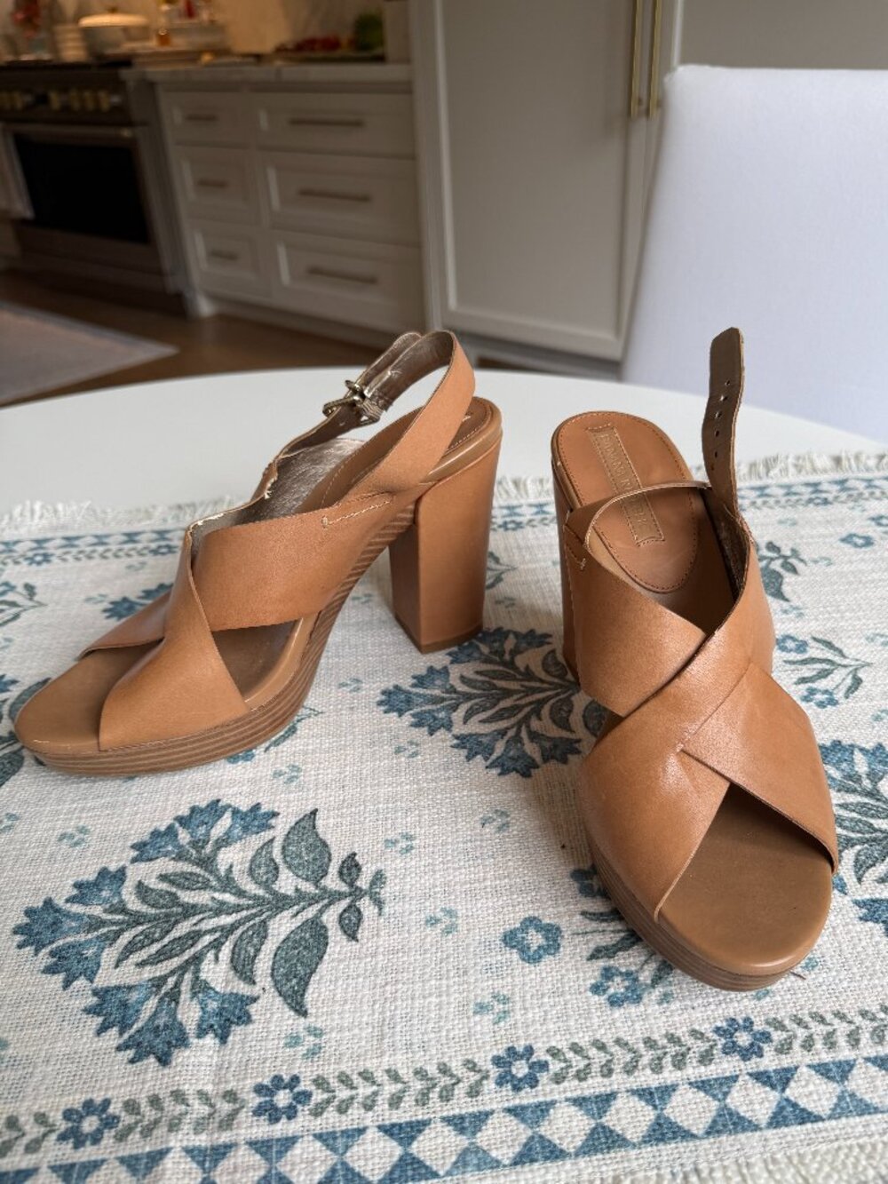 Banana Republic Brown Leather Crisscross Strap Heels | Womens Size 9.5